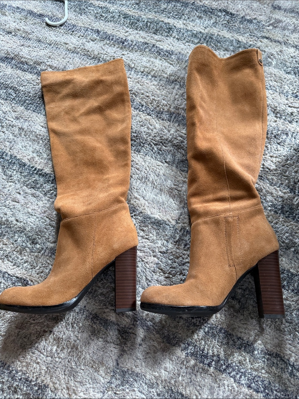 Sam Edelman Tall Suede Block Heel Boots - Tan - Picture 3 of 7